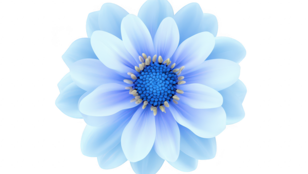 A beautifully rendered blue flower with soft petals and a center. set against a clean white background. ideal for nature-themed designs and floral illustrations - Powered by Adobe