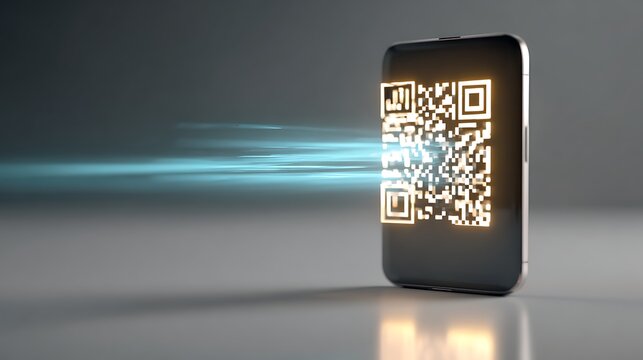 A smartphone scans a QR code, showcasing the digital world.