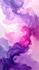 Abstract painted swirls of purple and pink