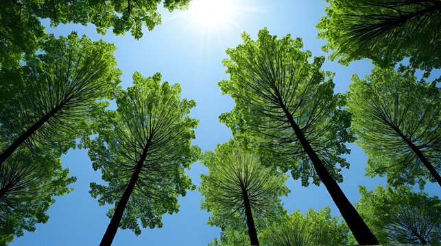 Vertical Leaves shadows silhouette above in the sky, trace of european treen. - Powered by Adobe