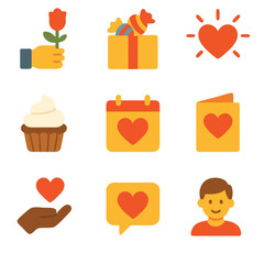 Sweetest day icon shows romantic gestures, gifts, cards, dates, and affectionate messages. Perfect for illustrating lovethemed content or events.