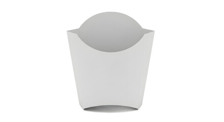 Ultra high resolution image of a blank white french fries box, a plain object perfect for mockups, isolated on a clean white background with no shadow, logo, or text