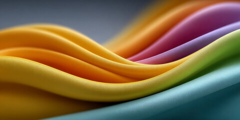 Colorful Fabric Waves Create an Artistic Display of Flowing Textures and Smooth Gradients