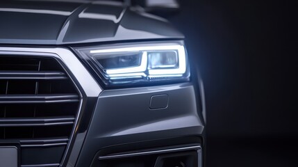 Obraz premium Modern Car Headlight Close-Up with Brilliant LED Illumination