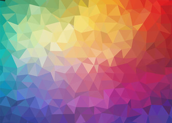 Abstract Colorful Polygonal Low Poly Background,Abstract Geometric Rainbow Mosaic