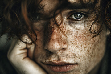 Obraz premium portrait of a young man with wrinkles