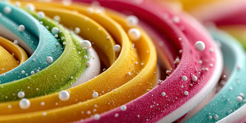 Colorful Layers of Candy Spirals Create a Vibrant and Playful Texture on a Surface