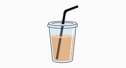 Refreshing Iced Beverage: Simple Clipart Illustration