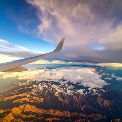 Aerial view of mountains and clouds