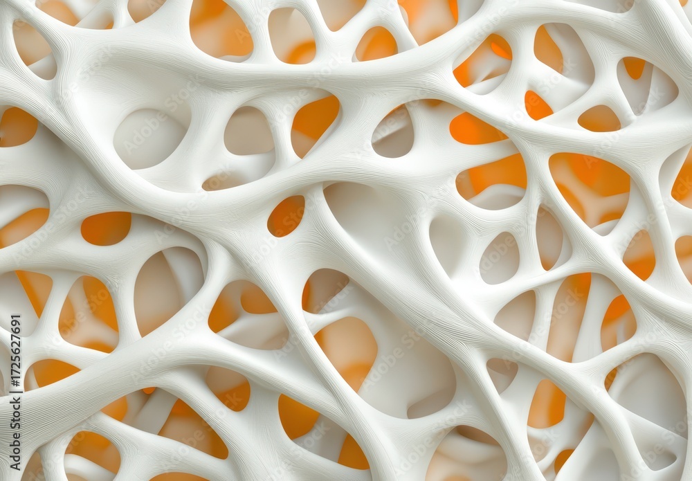 Poster Abstract White Organic Structure with Soft Rounded Openings and Background