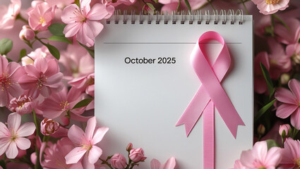  Breast Cancer Awareness Month: October 2025 Calendar with Pink Ribbon
