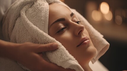 selfcare. Close-up of a relaxing facial spa treatment with gentle ambient lighting. lifestyle magazines, social media lookbooks, designed for lifestyle magazines and social media content.