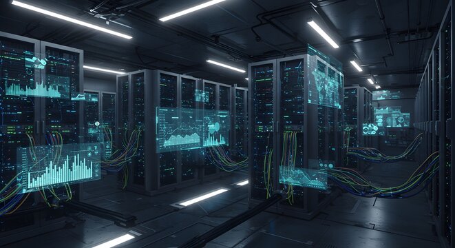 Modern data center interior - Powered by Adobe