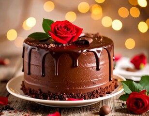 Chocolate cake with rose