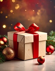 Christmas gift box with ornaments