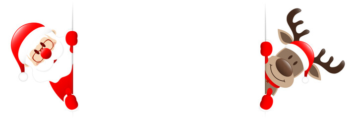 Weihnachtsmann Und Rentier Daumen Hoch Banner Au&szlig;en