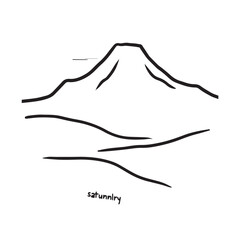 Black and White Mountain Illustration Image in Minimalist Line Art Style, Clean and Elegant Design
