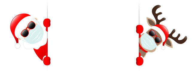 Weihnachtsmann Und Rentier Maske Mit Sonnenbrille Banner Aussen