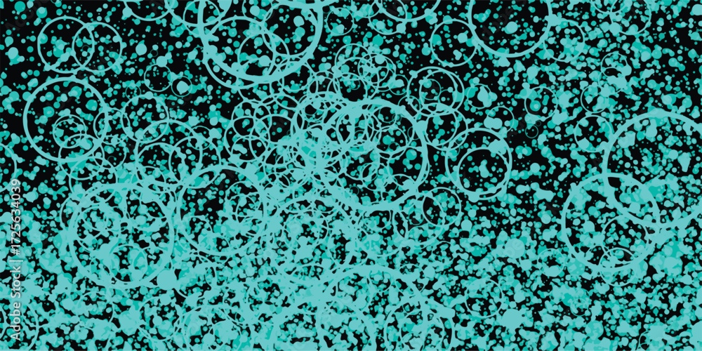 Poster abstract turquoise dots and circle lines on black background artistic geometric design for creative 