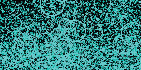 Abstract turquoise dots and circle lines on black background artistic geometric design for creative projects