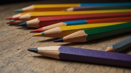 colored pencils on black background