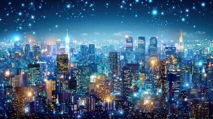 Fototapeta premium Sparkling Cityscape Night Lights