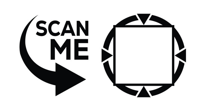 QR code scan icon set. Scan me frame. QR code scan for smartphone. QR code for mobile app, payment and identification. Vector illustration.