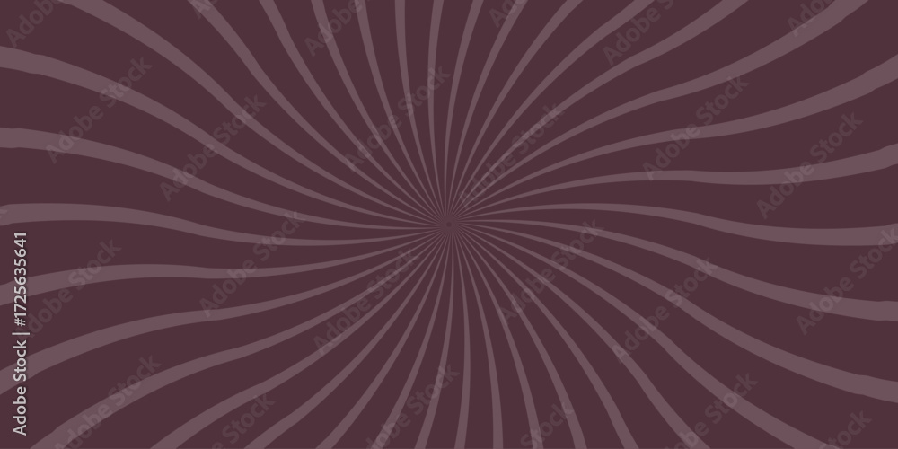 Aufkleber retro sunburst design with swirling lines and a central point in a deep maroon shade creating a sens
