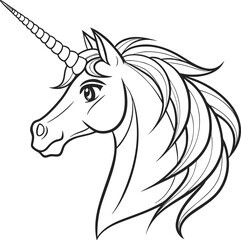 Black silhouette vector illustration of a wild horse head with a flowing mane, perfect for a tribal tattoo design or a symbol icon