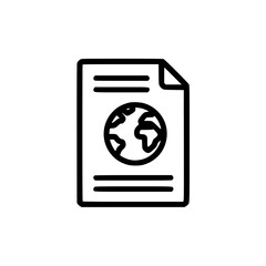 Vector icon of paper and planet Earth representing worldwide message sustainability and global content

