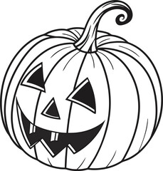 Spooky orange jack−o−lantern pumpkin face isolated on white for Halloween celebration