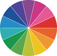 Obraz premium Vector art of colorful wheel chart with various color segments