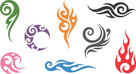 Vector art of collection of tribal tattoo designs for body art