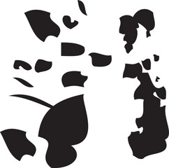 set of black silhouettes of pen brush