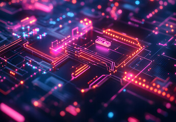 Fototapeta premium an algorithm at work, with interconnected nodes and lines forming a network on a sleek digital interface.