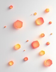 Abstract design featuring a multitude of warm orange and yellow octagons on a bright white background.