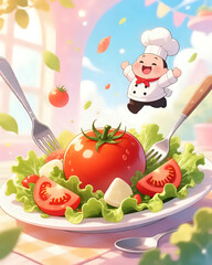 illustration d'une assiette contenant une salade composée	
