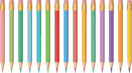 Vector art of collection of colorful pencils
