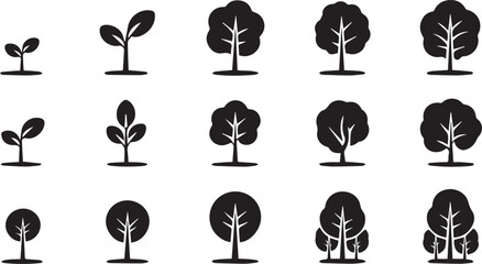Vector art of growth stages of a tree