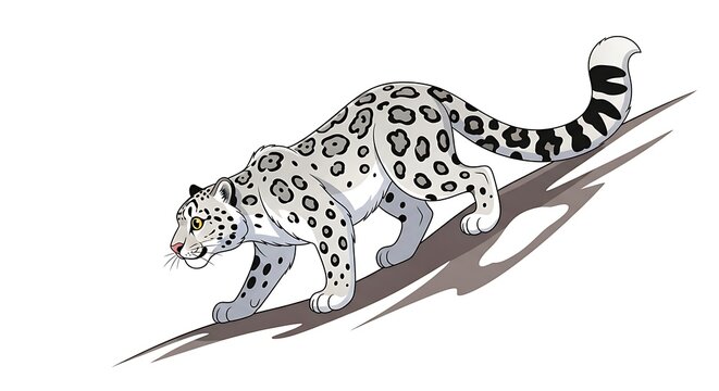 Cute Cartoon Vector of Snow Leopard &ndash; Himalayas Wildlife