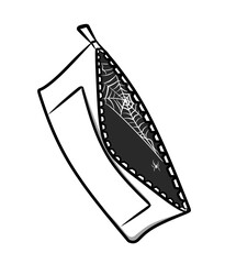 Hand drawn of empty open wallet viewed from above with spider web inside illustration, symbolizing zero money, financial struggle, and poverty, in cartoon style illustration for business, economy