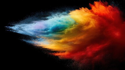 Fototapeta premium directional. Colorful powder cloud captured in motion against a dark, textured background. product launch decks, UI/UX mockups, designed for data visualization dashboards and holographic UIs.