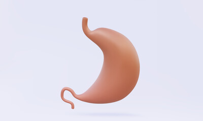 Fototapeta premium 3D vector human stomach icon on isolated pastel background. Healthcare Digestion organ medical anatomy internal abdomen biology body design. illustration elements 
