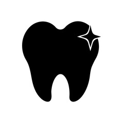 Silhouette healthy molar tooth shiny symbol dental care vector illustration with white background