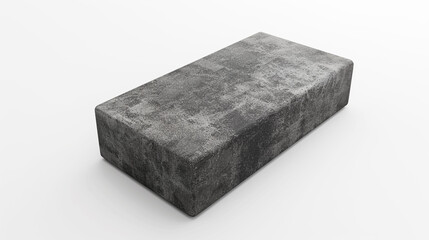 Yoga Block with Realistic Texture on White Background.