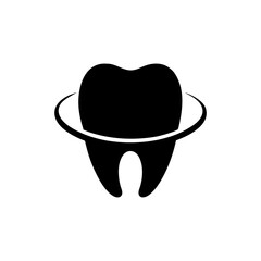 Silhouette tooth with crown icon minimal clean dental prosthetic vector design with white background