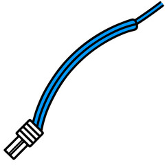 Blue electrical wire with connector in vector art