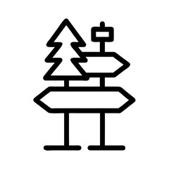 Directional Signpost with Tree Icon trail futuristic silhouette vector icon