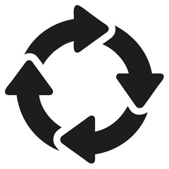 Four Gray Arrows Forming a Circular Refresh or Recycle Symbol futuristic silhouette vector icon