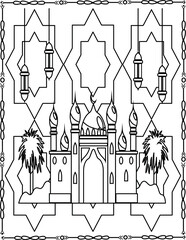 Ramadan Coloring Book  Page For Kids And Adults.